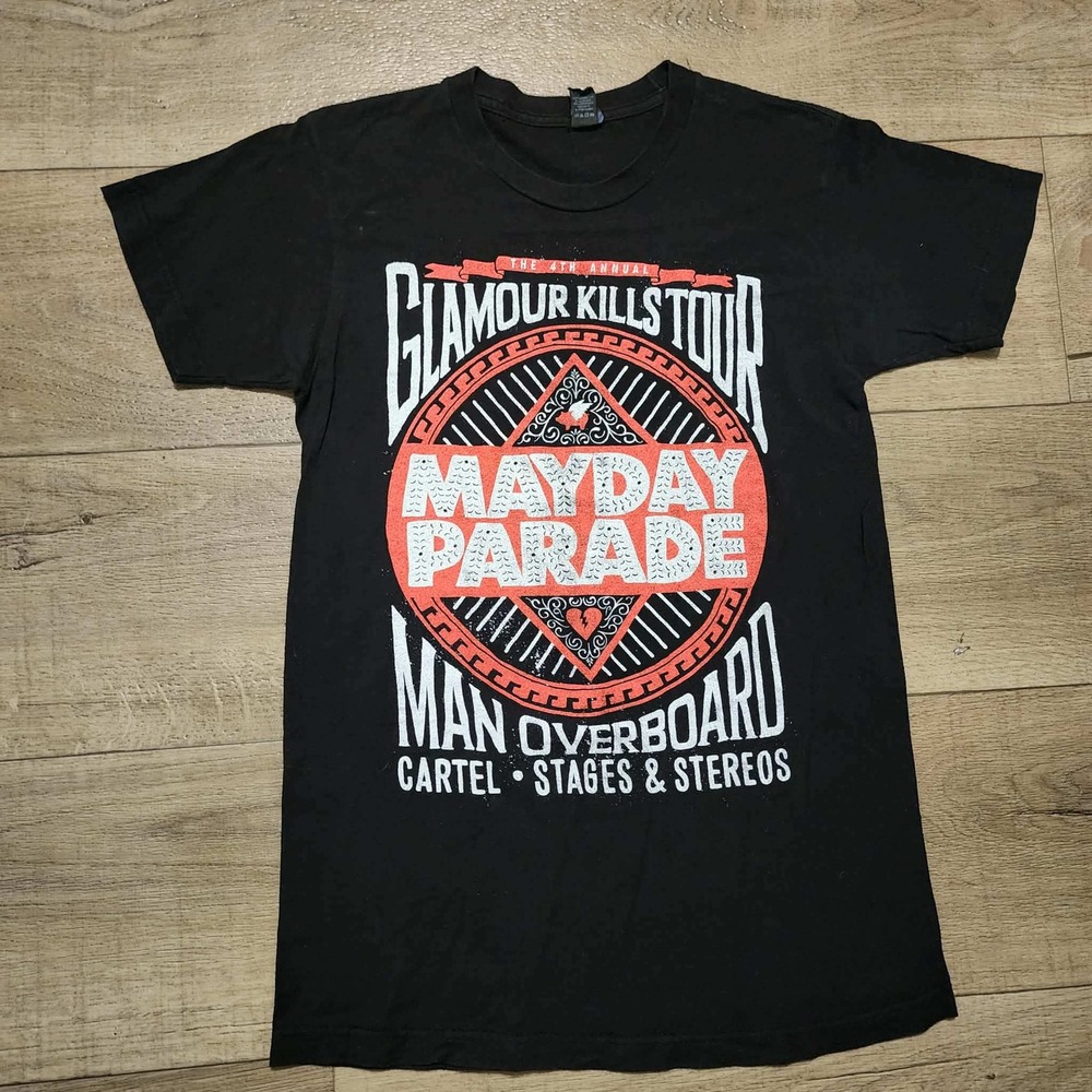 Mayday Parade Glamour Kills Tour 2013 Concert T-Shirt Mens Black S Man Overboard